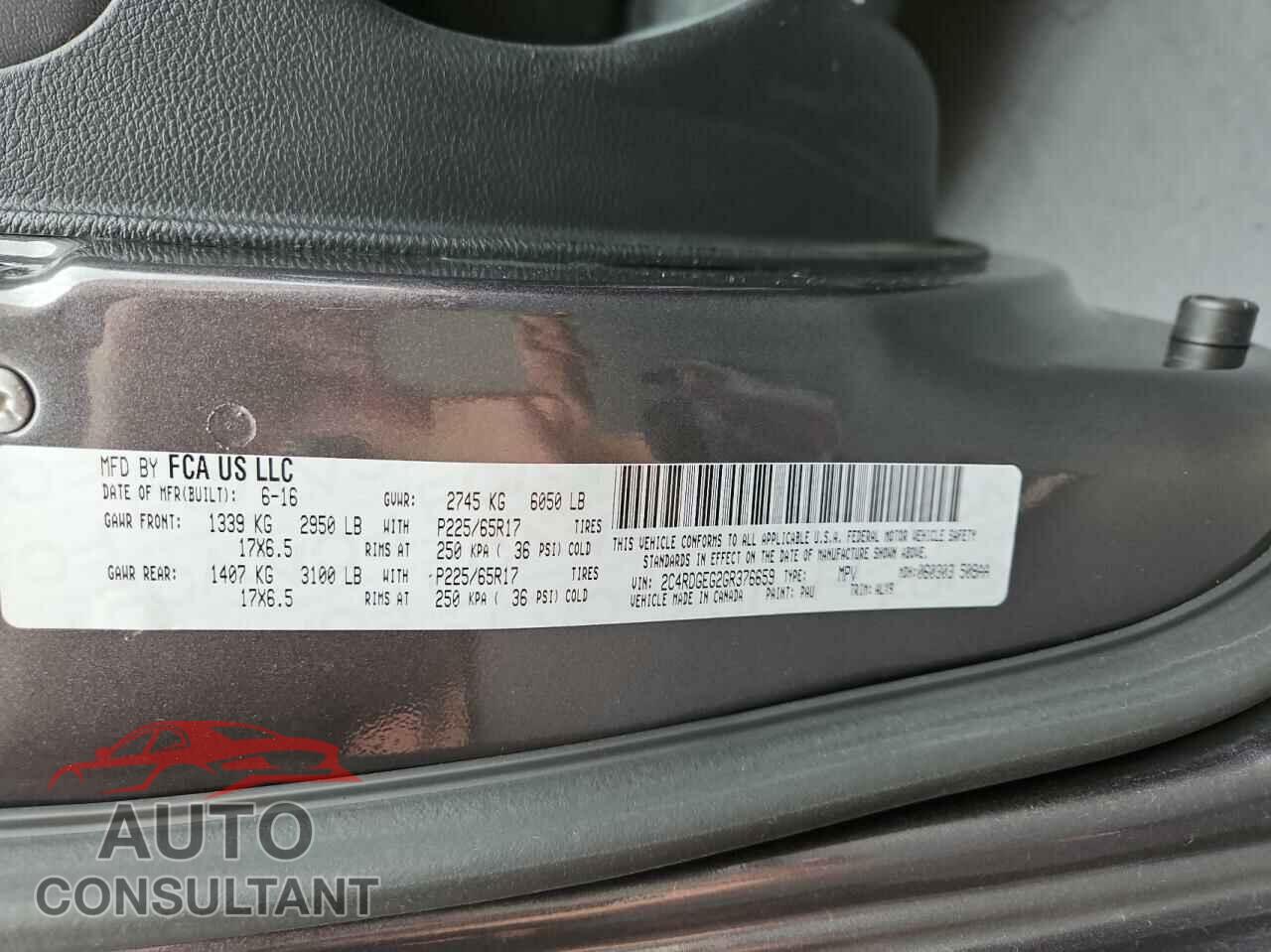 DODGE CARAVAN 2016 - 2C4RDGEG2GR376659