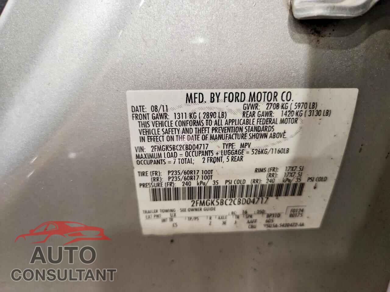 FORD FLEX 2012 - 2FMGK5BC2CBD04717