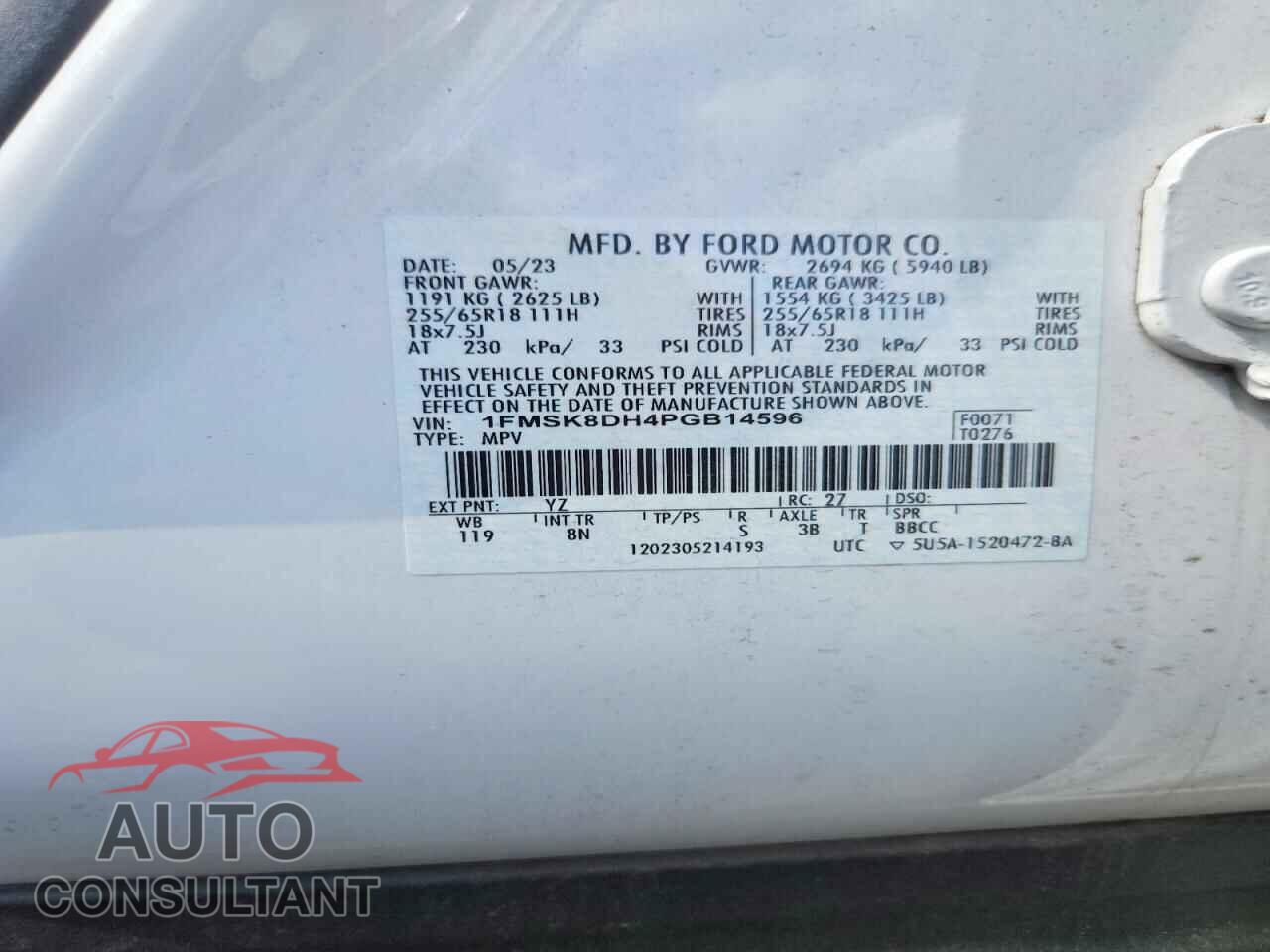 FORD EXPLORER 2023 - 1FMSK8DH4PGB14596