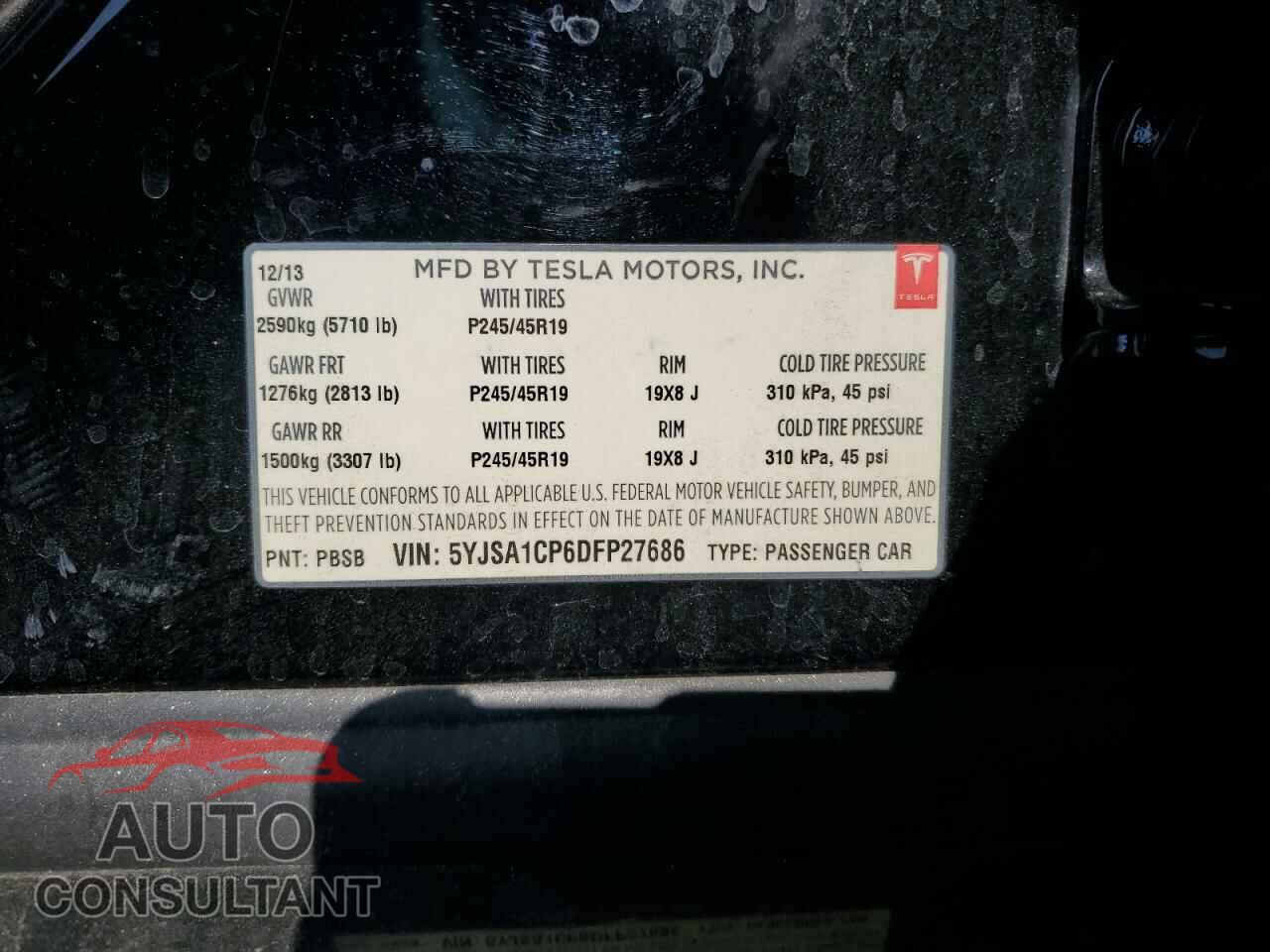 TESLA MODEL S 2013 - 5YJSA1CP6DFP27686