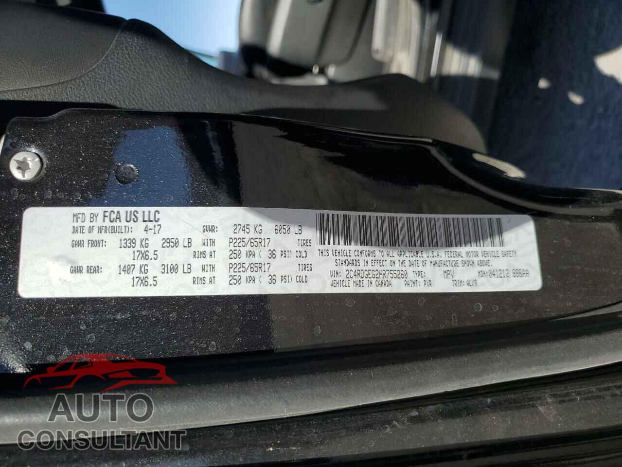 DODGE CARAVAN 2017 - 2C4RDGEG2HR755260