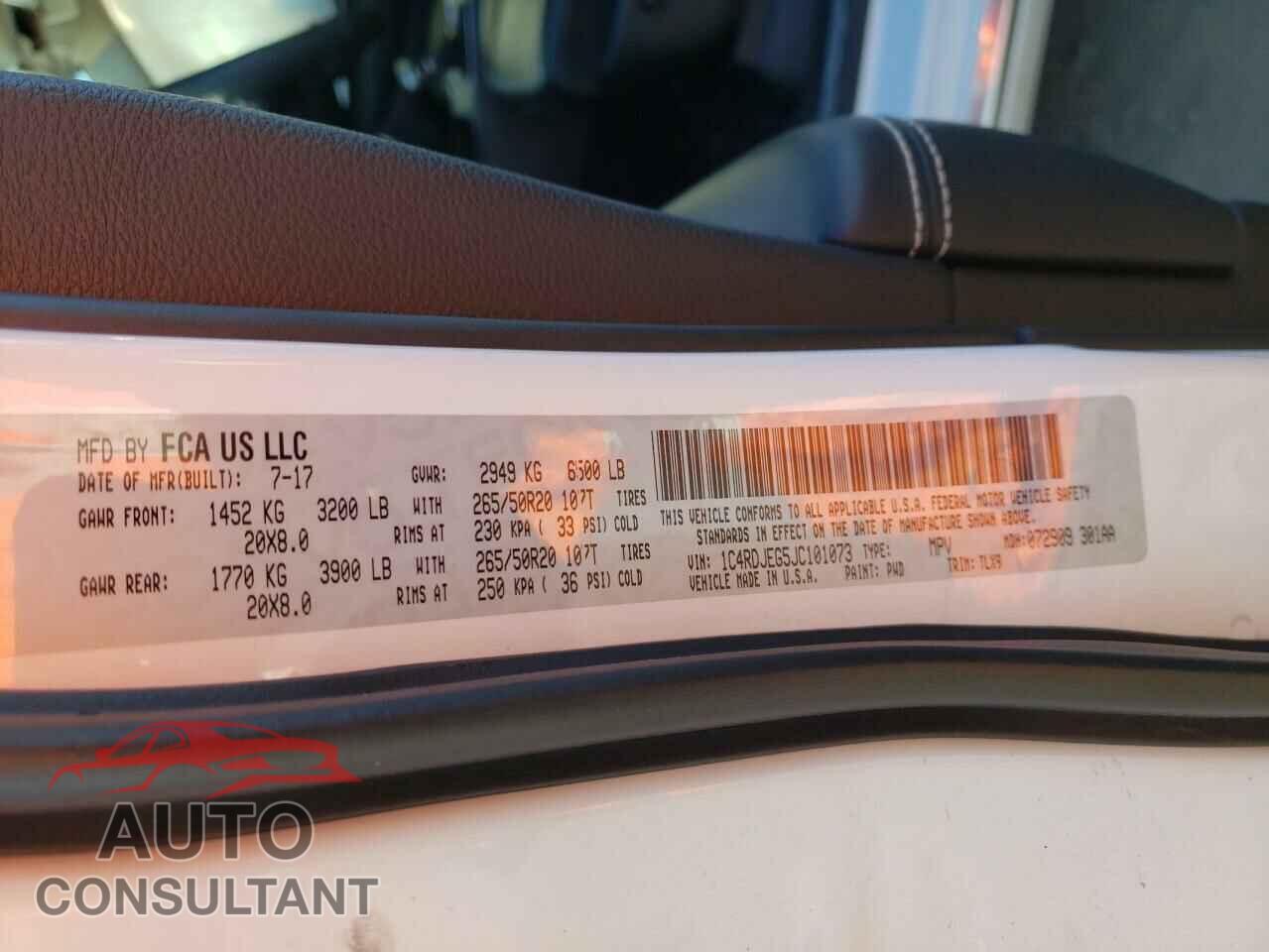 DODGE DURANGO 2018 - 1C4RDJEG5JC101073