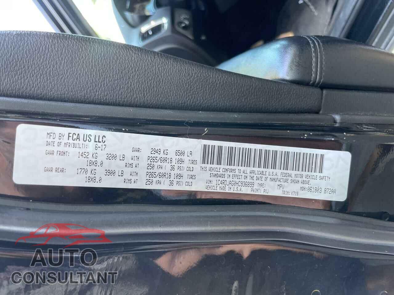 DODGE DURANGO 2017 - 1C4RDJAG0HC936899
