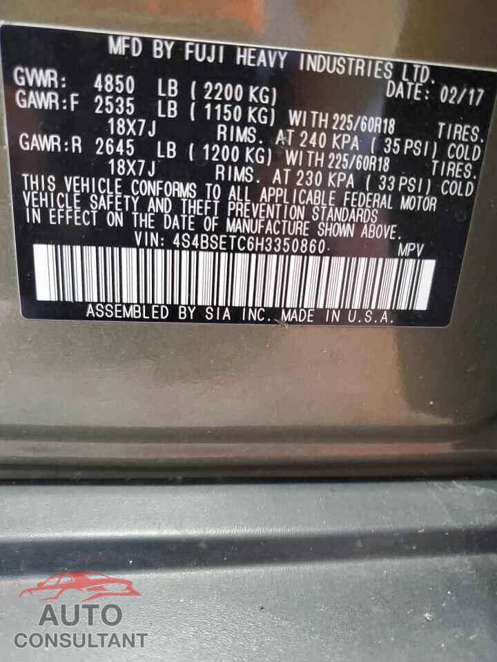 SUBARU OUTBACK 2017 - 4S4BSETC6H3350860