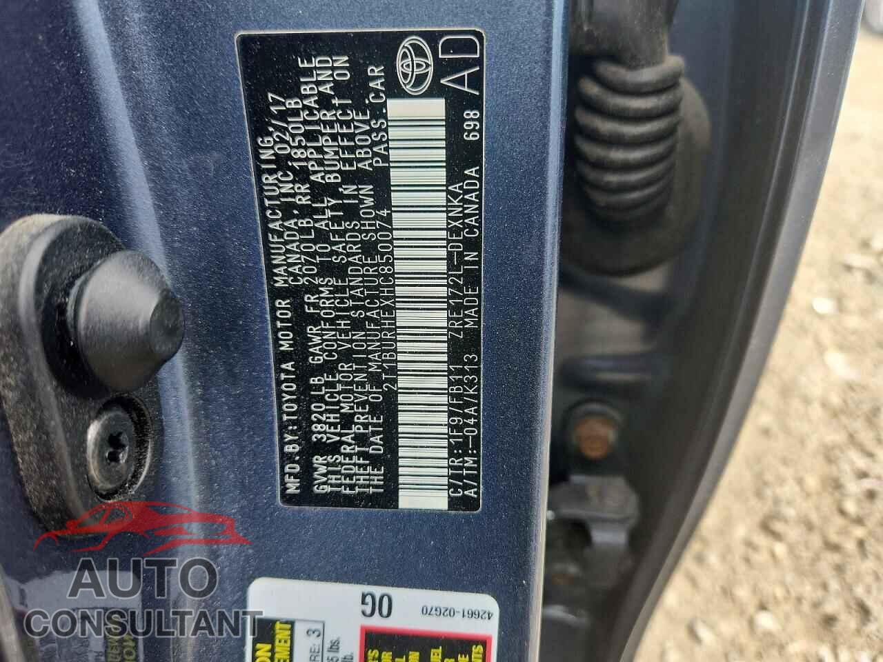 TOYOTA COROLLA 2017 - 2T1BURHEXHC850074