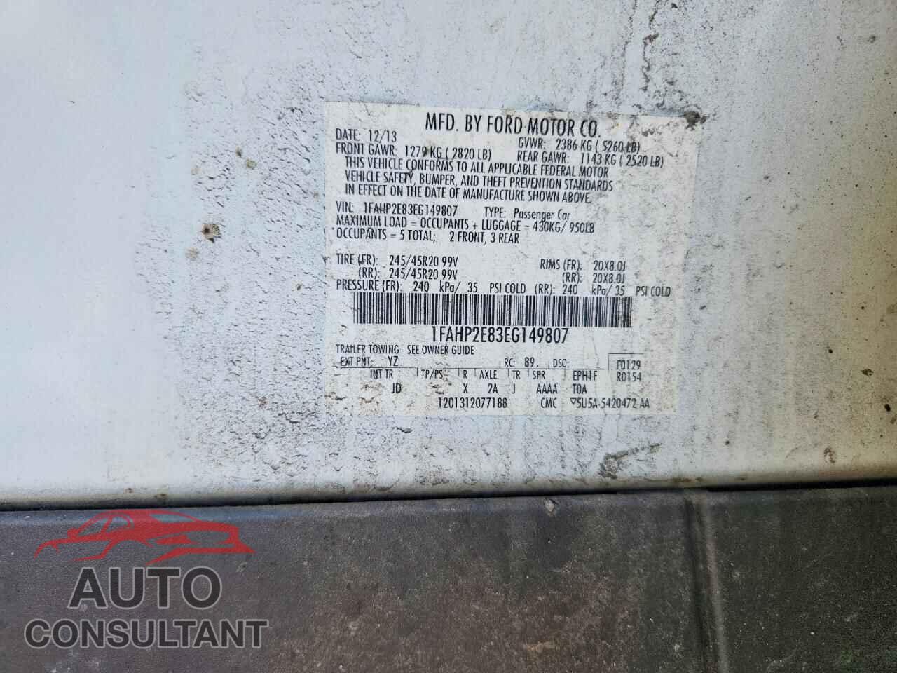 FORD TAURUS 2014 - 1FAHP2E83EG149807