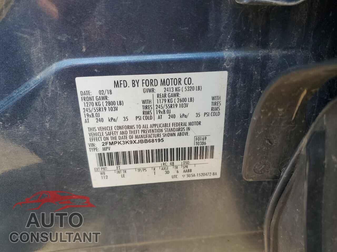 FORD EDGE 2018 - 2FMPK3K9XJBB68195