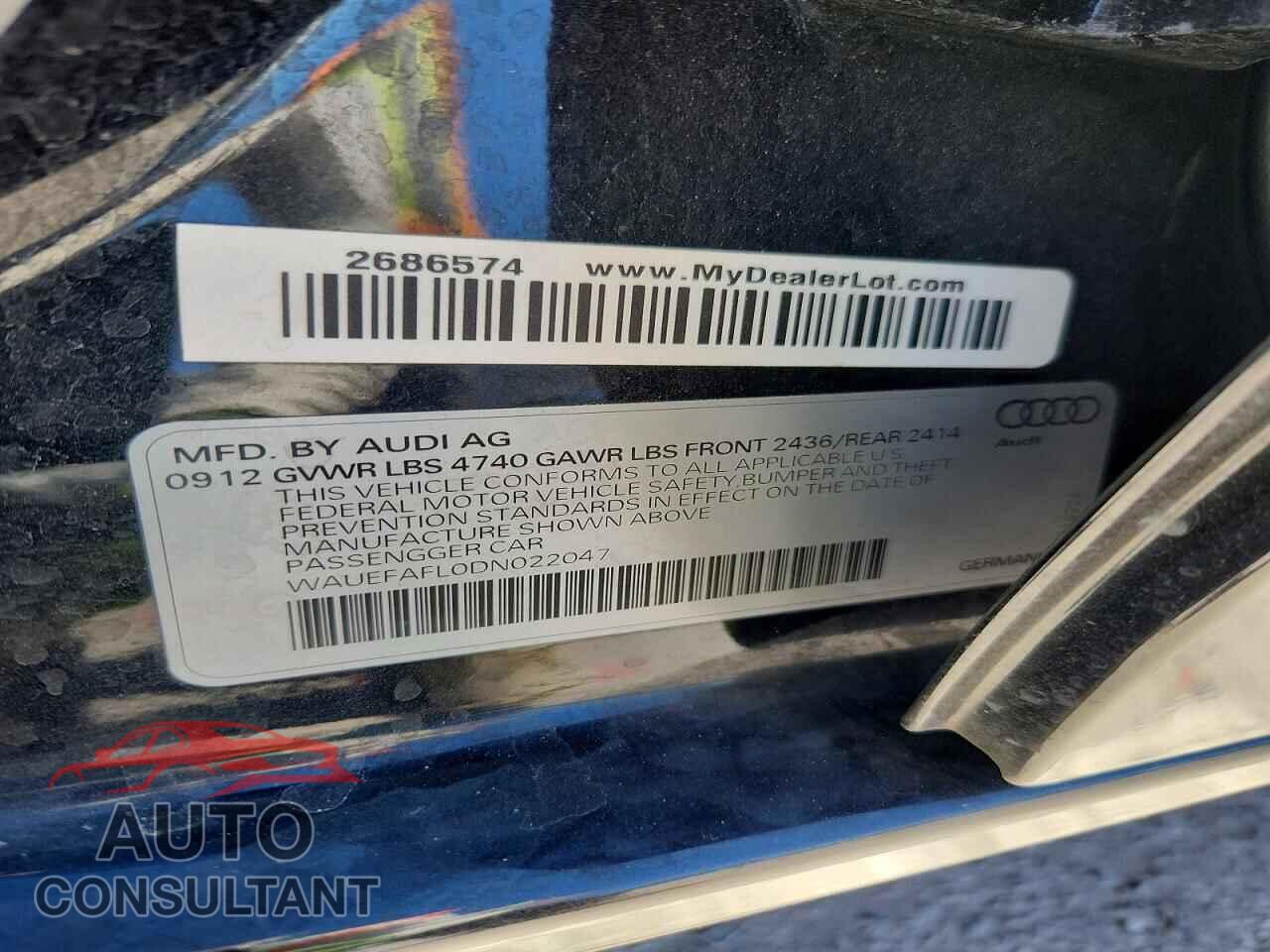 AUDI A4 2013 - WAUEFAFL0DN022047