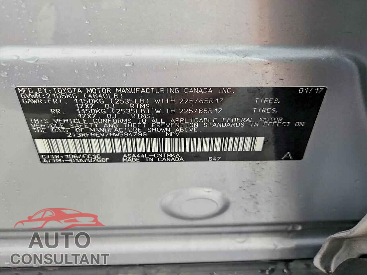 TOYOTA RAV4 2017 - 2T3RFREV7HW594799