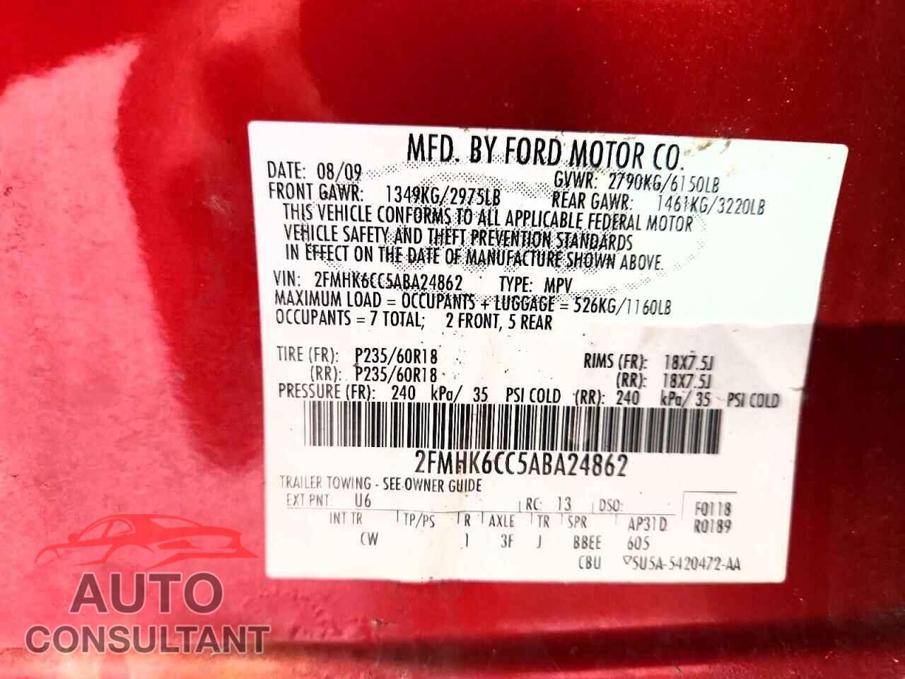 FORD FLEX 2010 - 2FMHK6CC5ABA24862