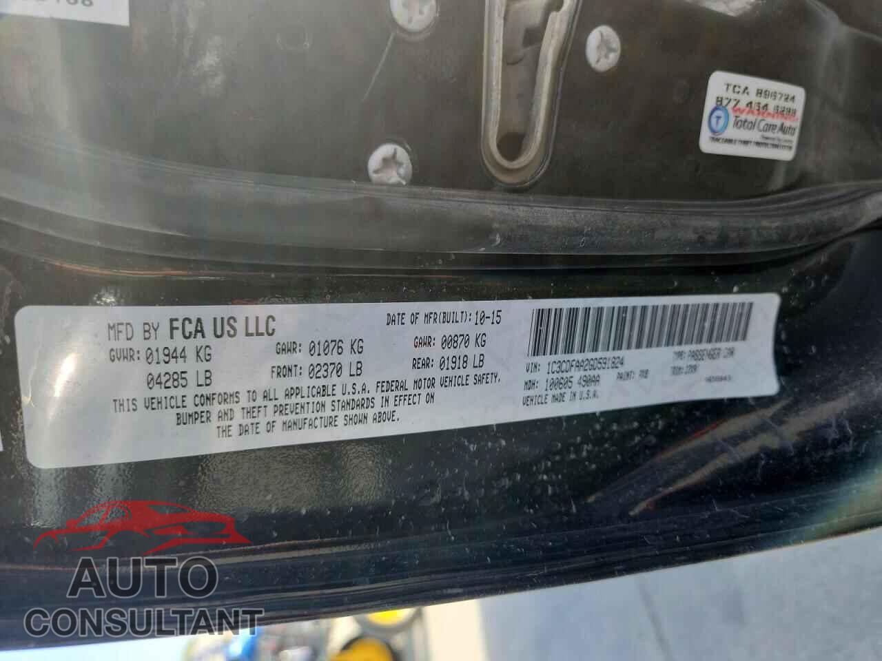 DODGE DART 2016 - 1C3CDFAA2GD591824