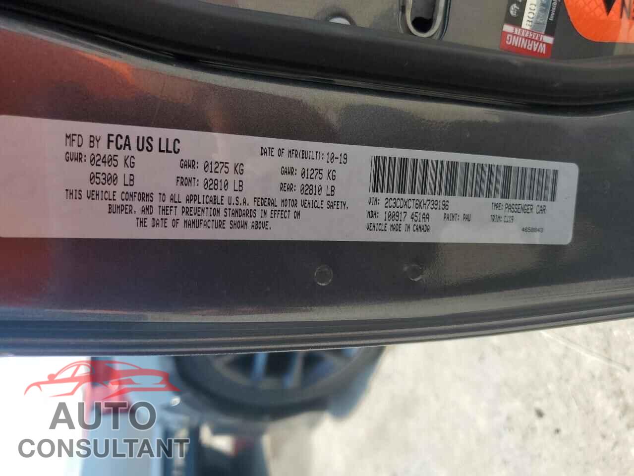 DODGE CHARGER 2019 - 2C3CDXCT6KH739196