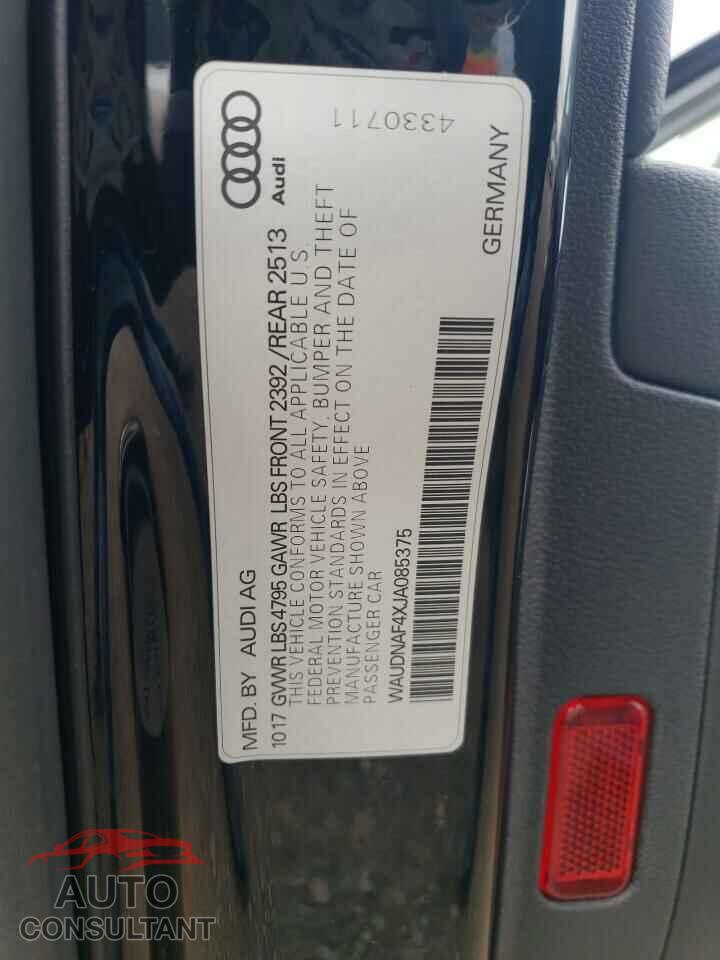 AUDI A4 2018 - WAUDNAF4XJA085375