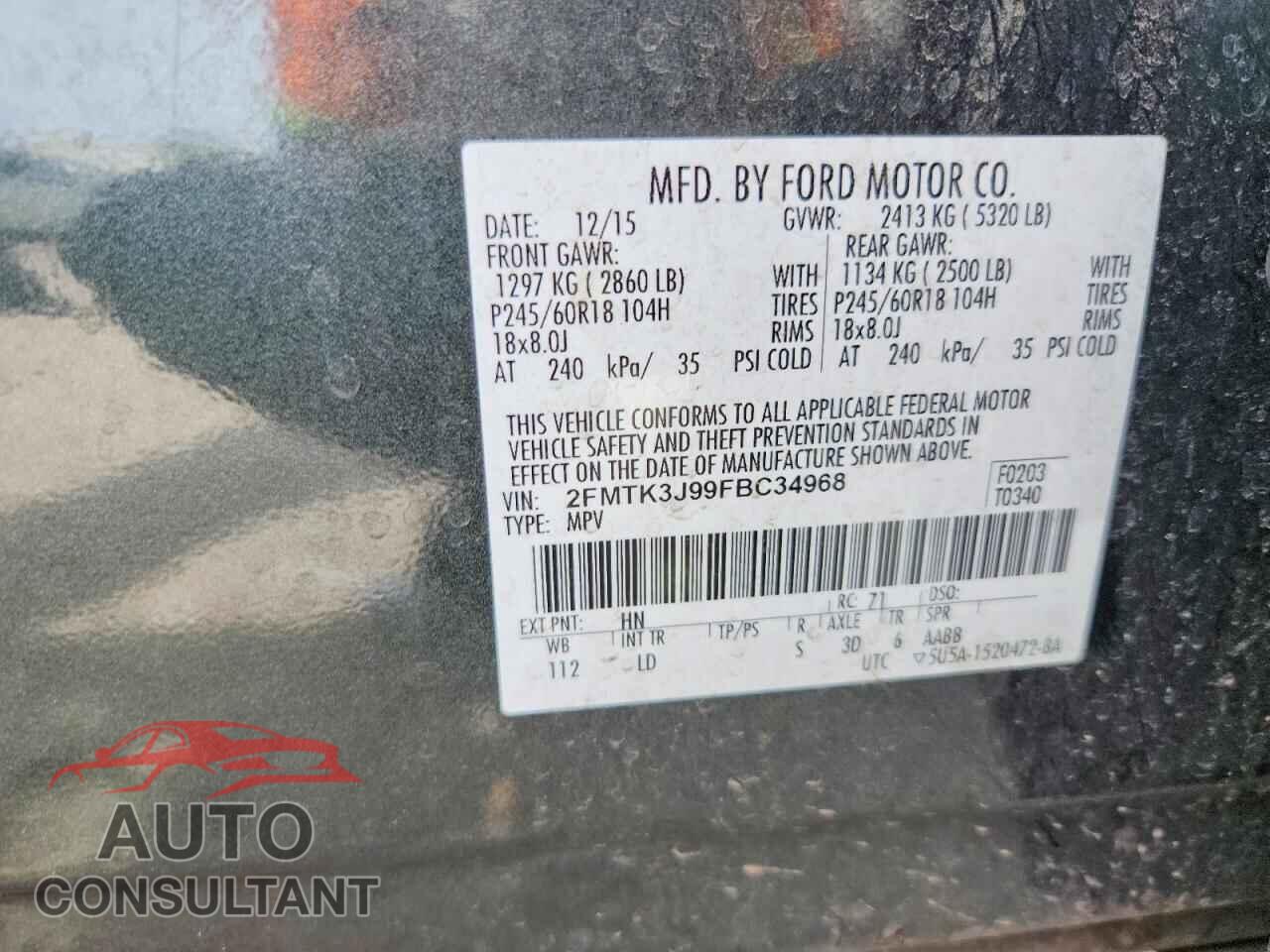 FORD EDGE 2015 - 2FMTK3J99FBC34968