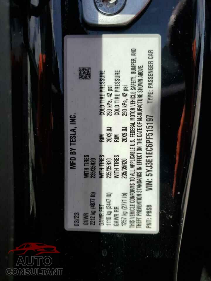 TESLA MODEL 3 2023 - 5YJ3E1EC6PF515197