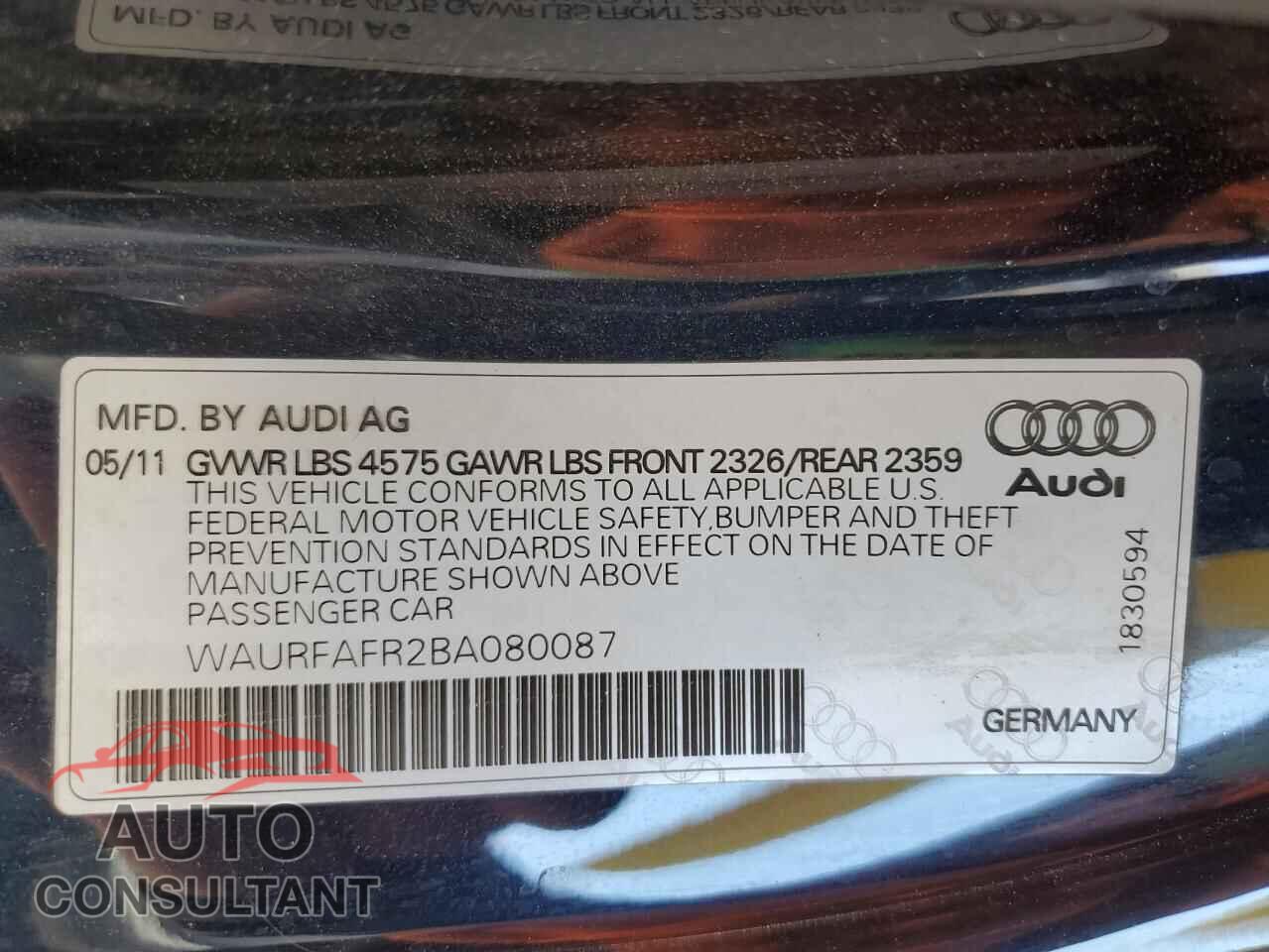 AUDI A5 2011 - WAURFAFR2BA080087
