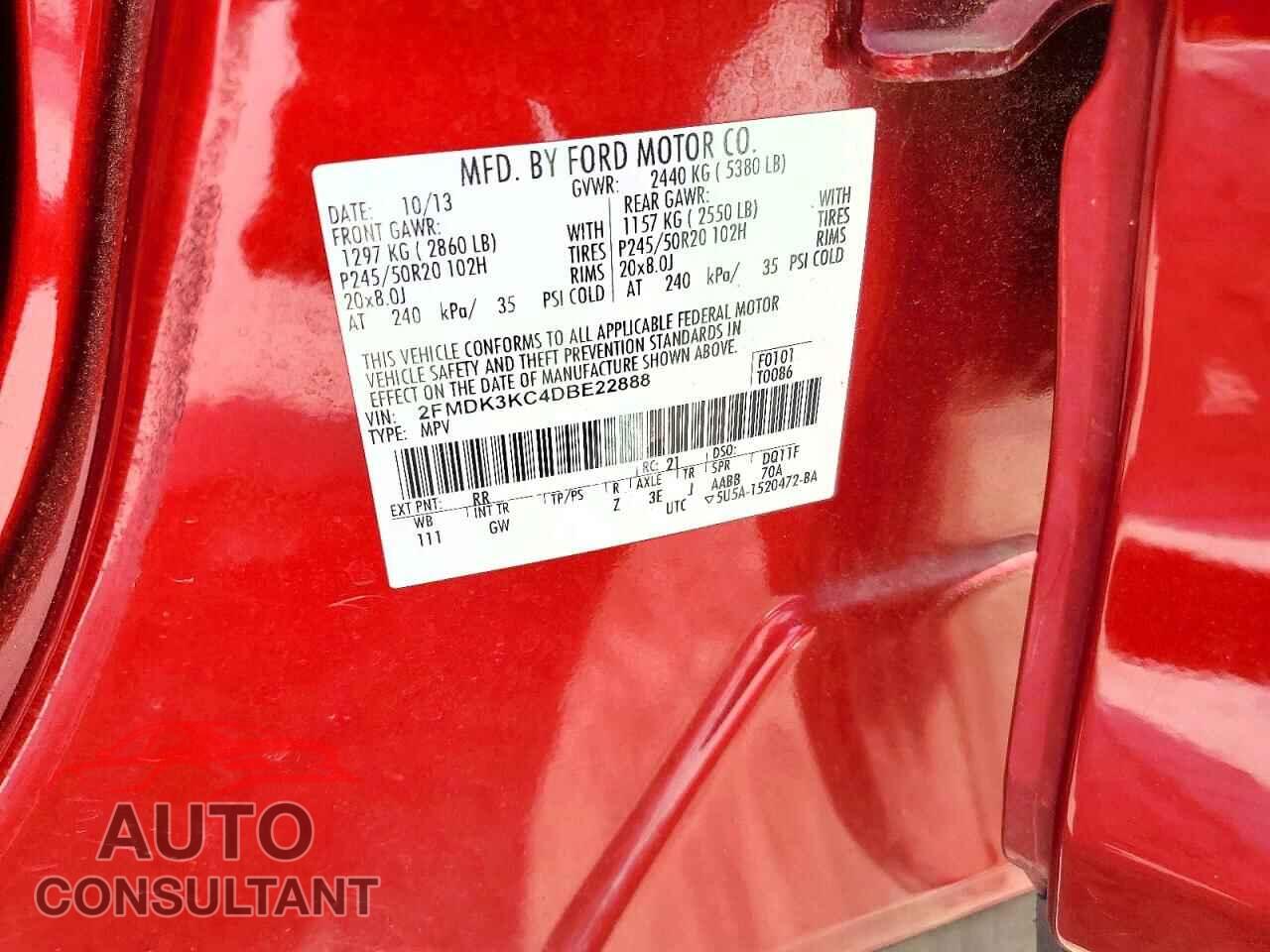 FORD EDGE 2013 - 2FMDK3KC4DBE22888