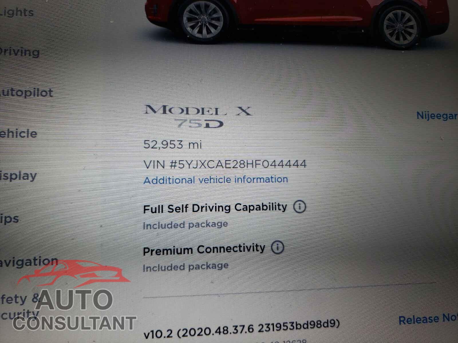 TESLA MODEL X 2017 - 5YJXCAE28HF044444