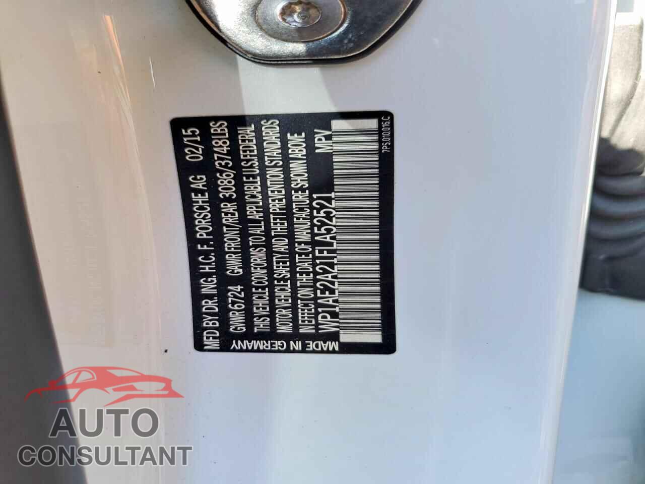 PORSCHE CAYENNE 2015 - WP1AE2A21FLA52521