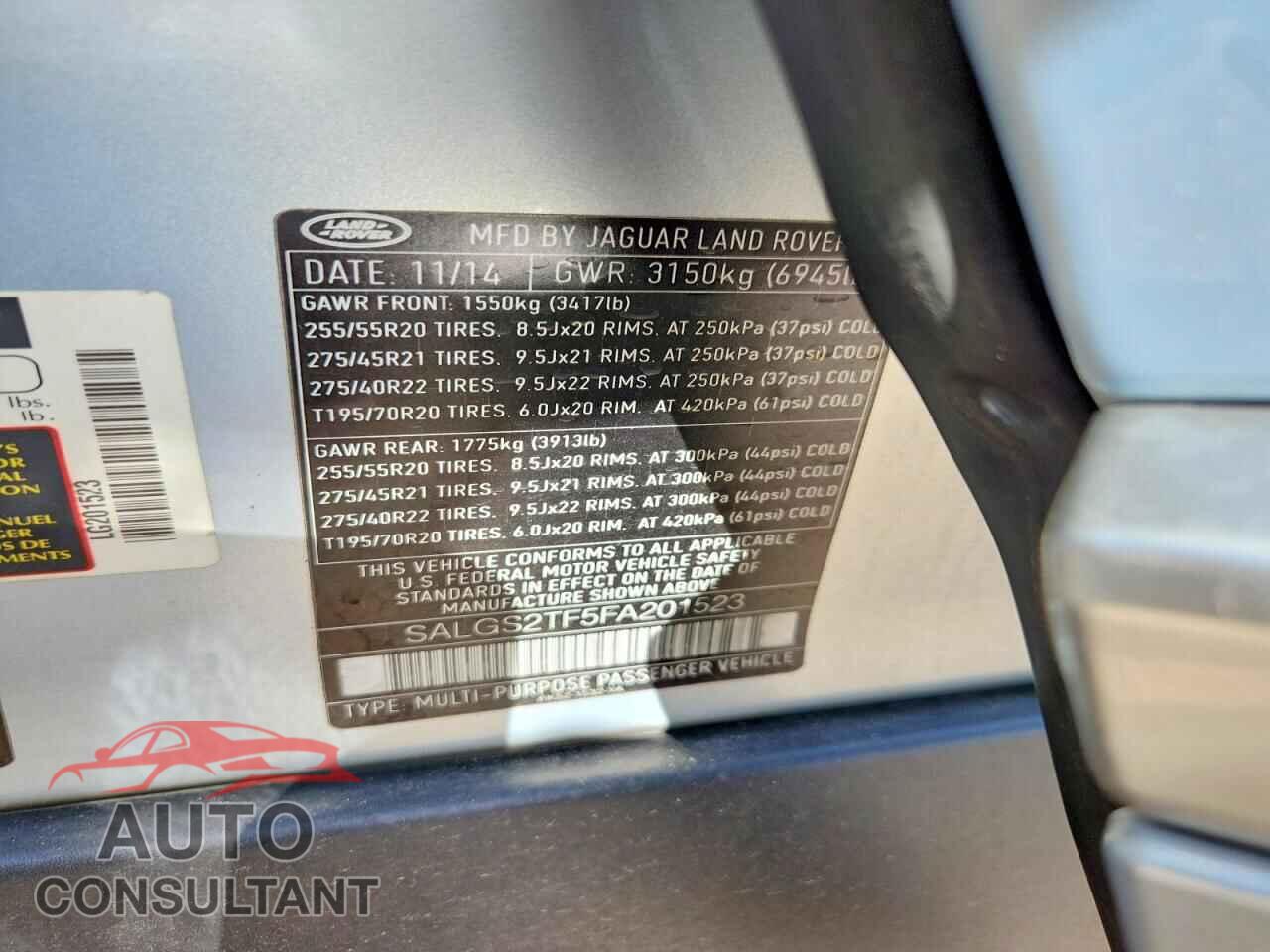 LAND ROVER RANGEROVER 2015 - SALGS2TF5FA201523
