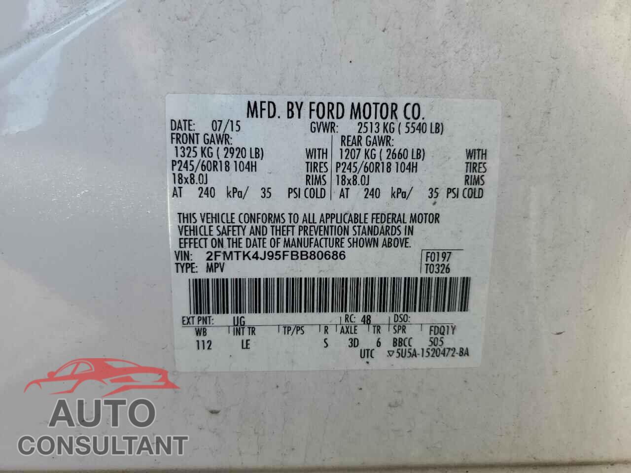 FORD EDGE 2015 - 2FMTK4J95FBB80686