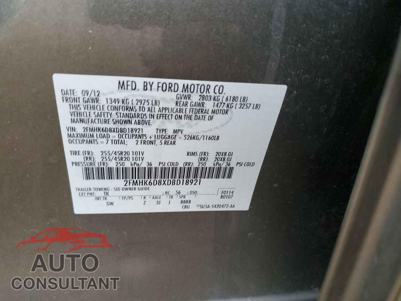 FORD FLEX 2013 - 2FMHK6D8XDBD18921