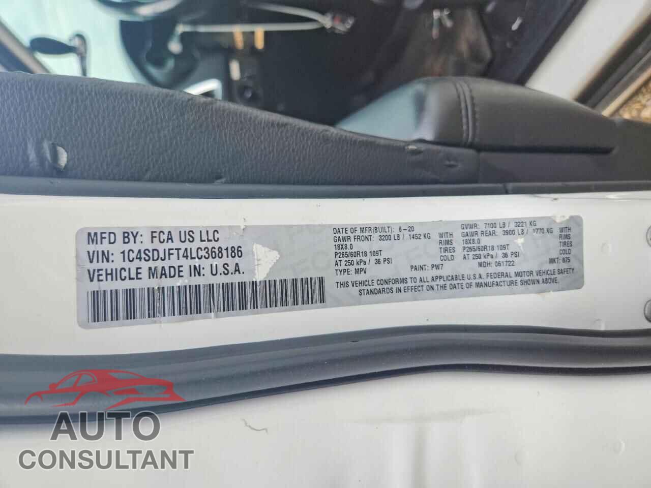 DODGE DURANGO 2020 - 1C4SDJFT4LC368186