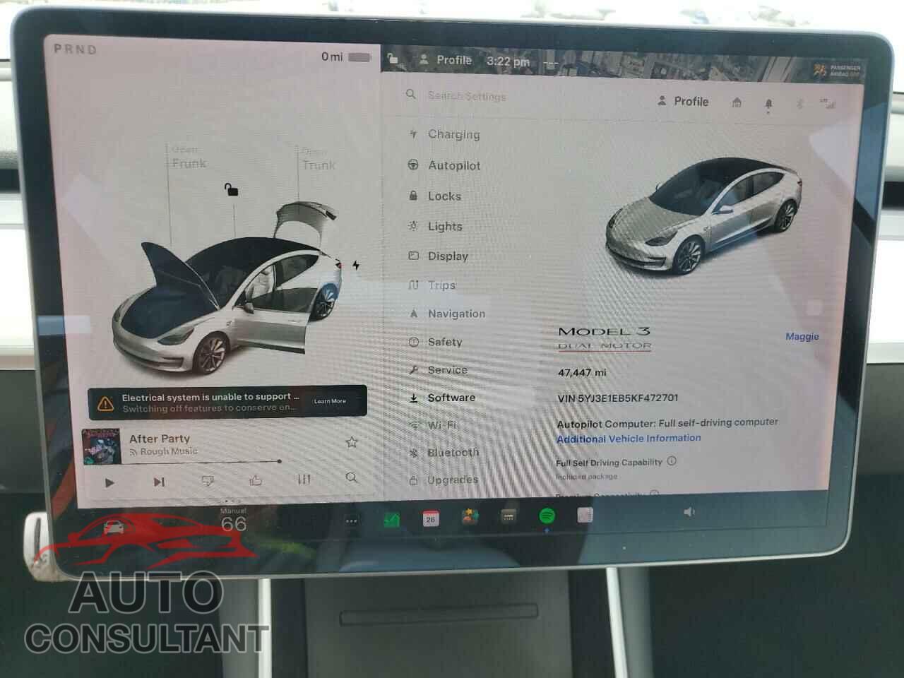TESLA MODEL 3 2019 - 5YJ3E1EB5KF472701