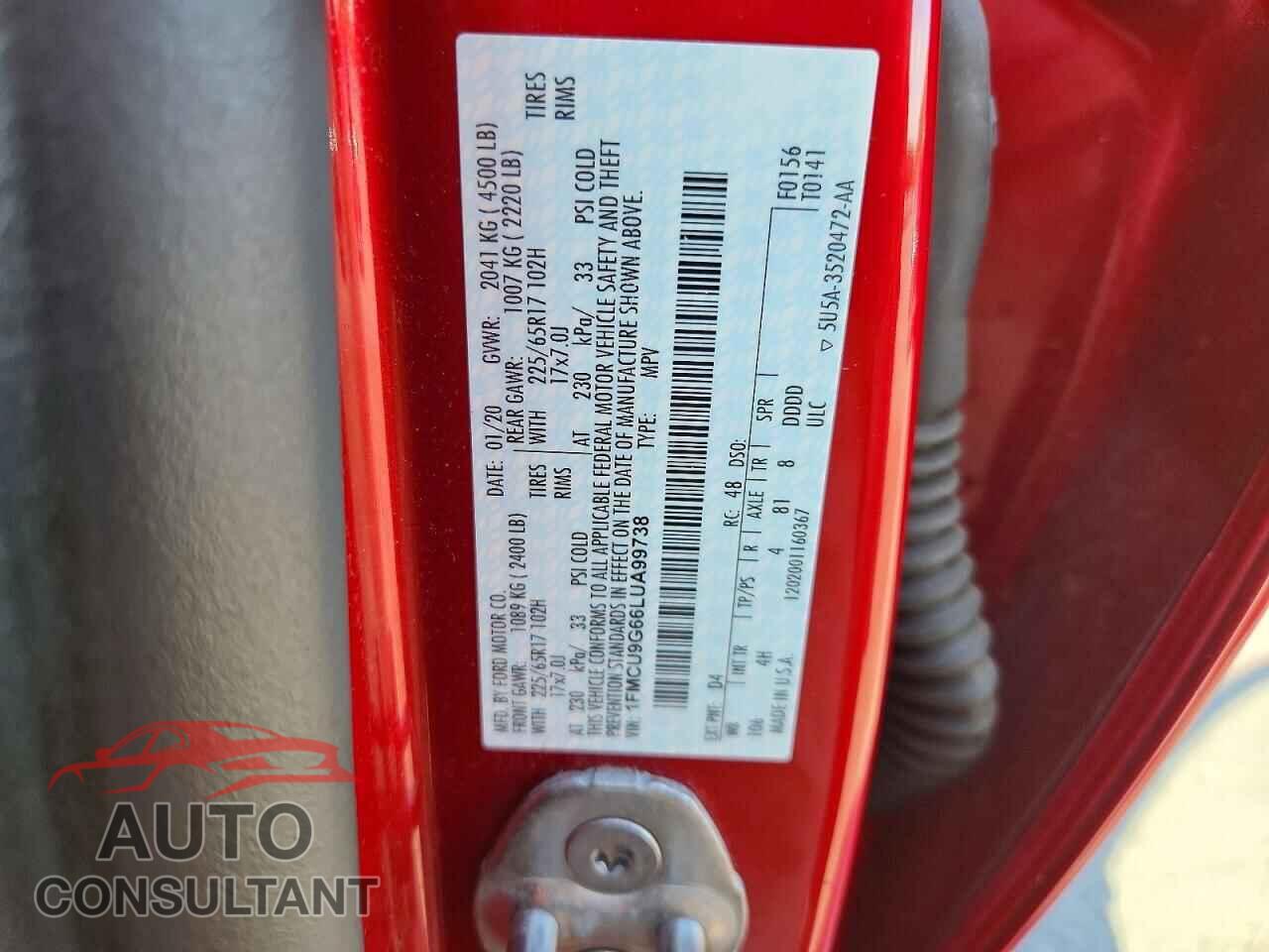 FORD ESCAPE 2020 - 1FMCU9G66LUA99738