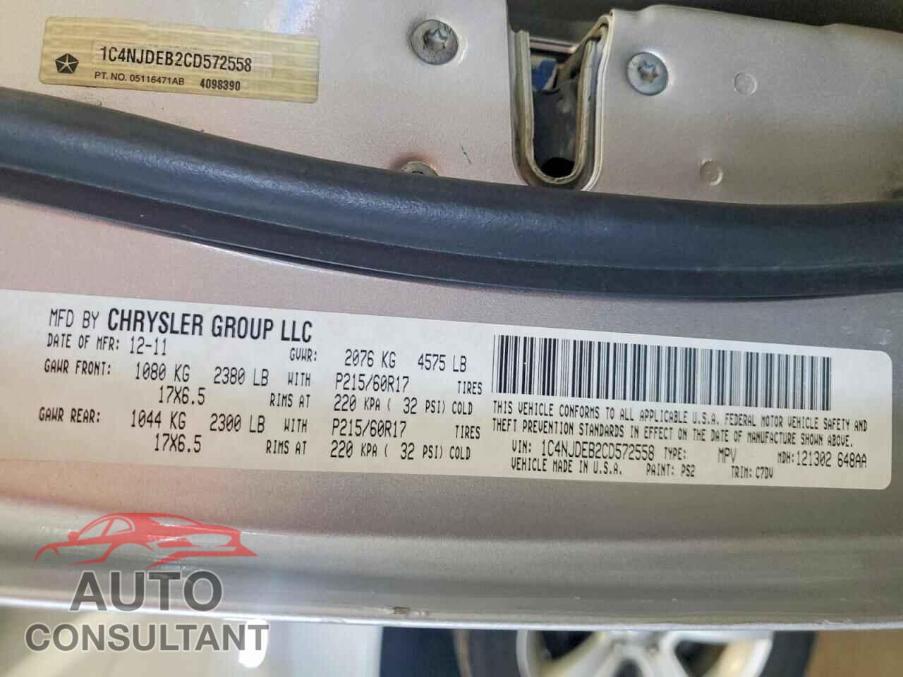 JEEP COMPASS 2012 - 1C4NJDEB2CD572558