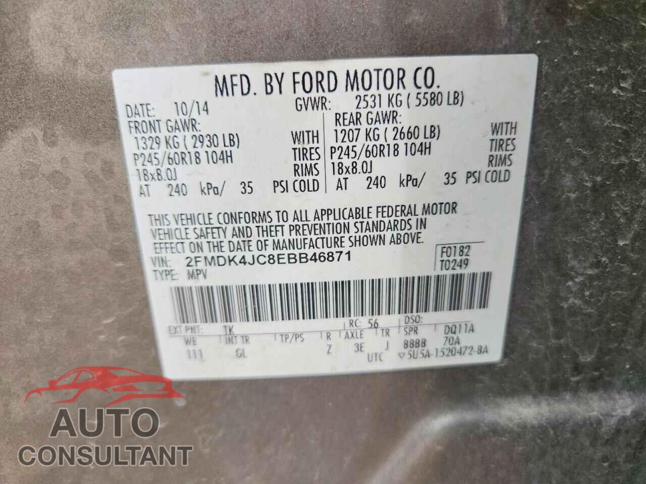 FORD EDGE 2014 - 2FMDK4JC8EBB46871