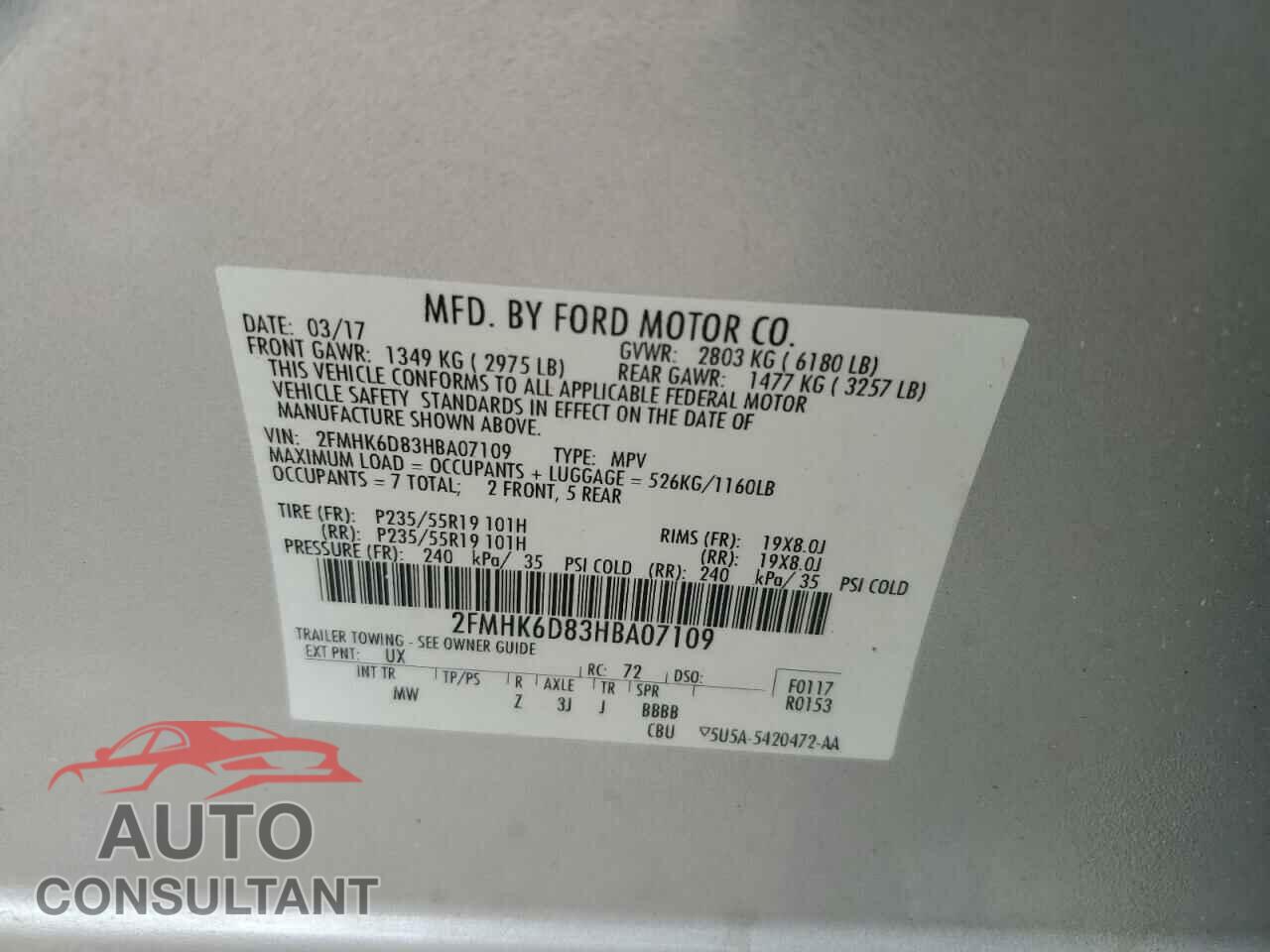 FORD FLEX 2017 - 2FMHK6D83HBA07109