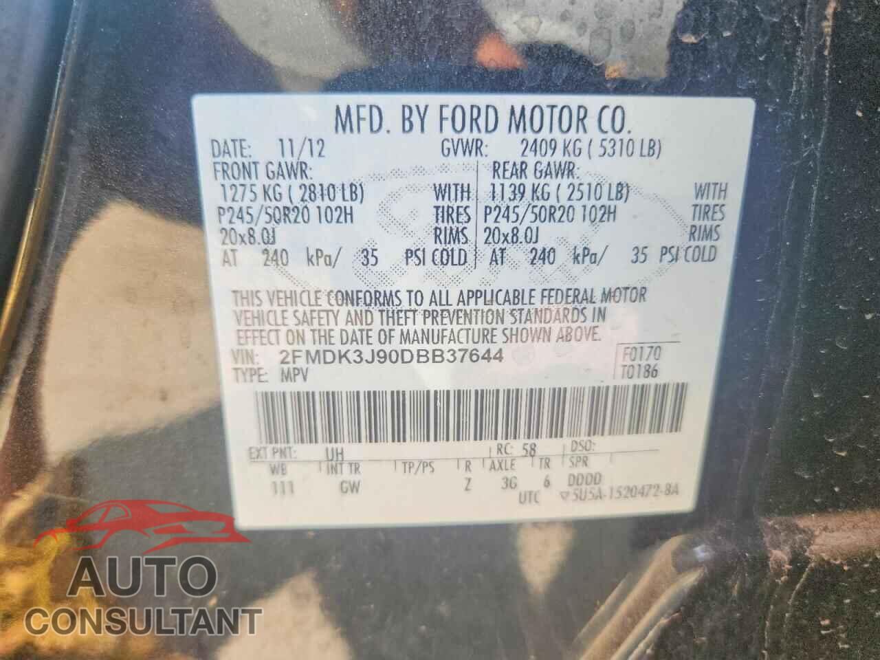 FORD EDGE 2013 - 2FMDK3J90DBB37644