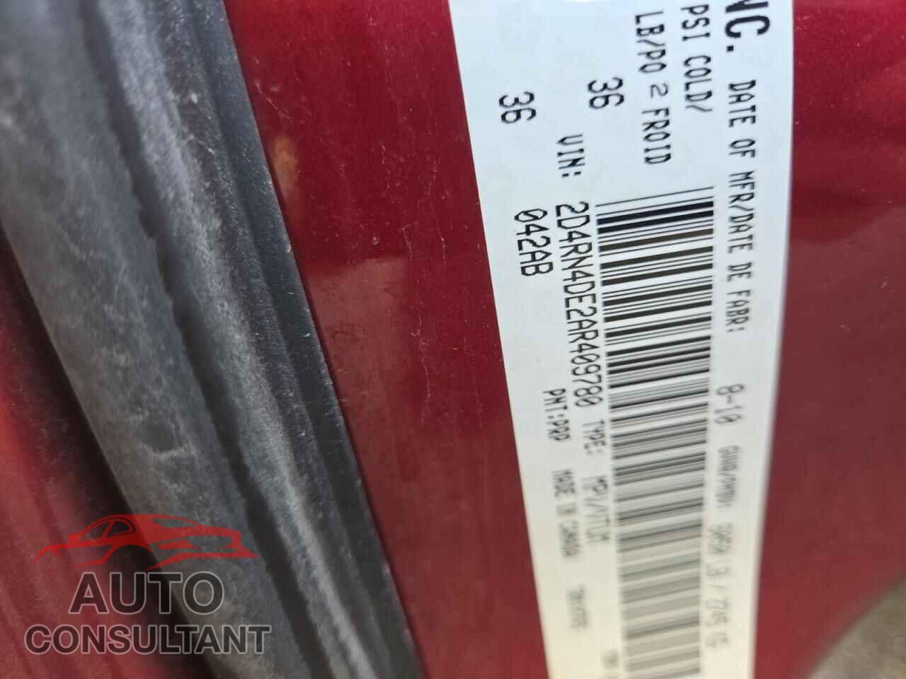 DODGE CARAVAN 2010 - 2D4RN4DE2AR409780