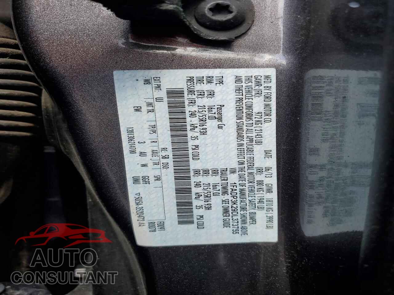 FORD FOCUS 2013 - 1FADP3K29DL373755