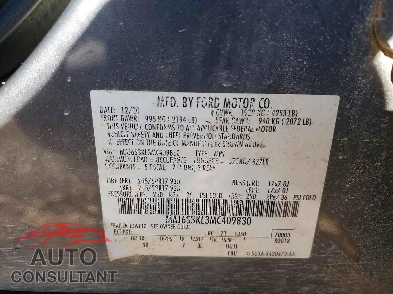 FORD ECOSPORT 2021 - MAJ6S3KL3MC409830