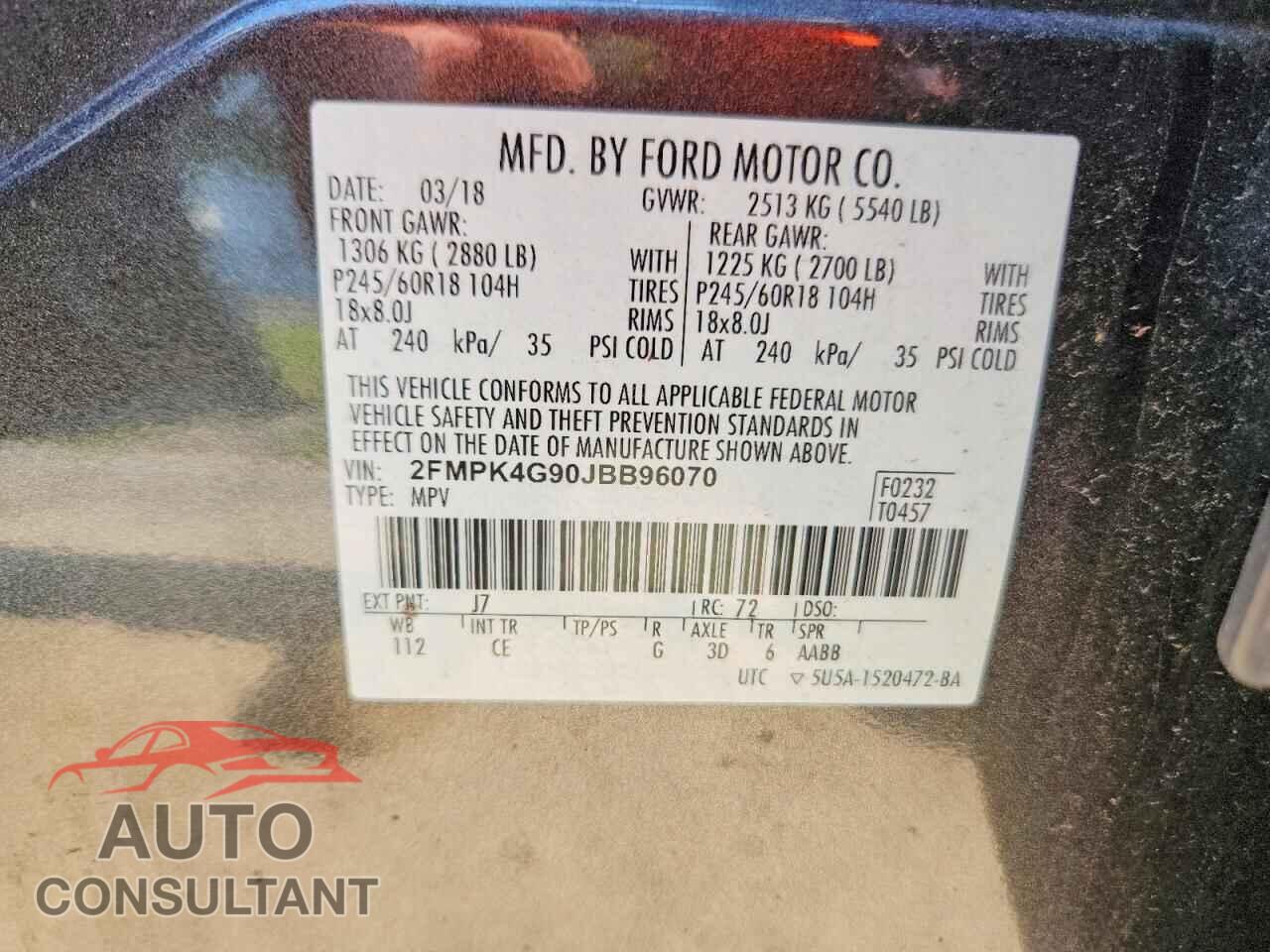 FORD EDGE 2018 - 2FMPK4G90JBB96070