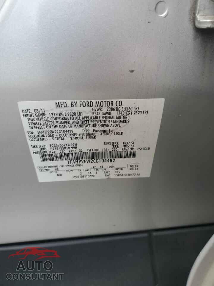 FORD TAURUS 2012 - 1FAHP2EW2CG104482