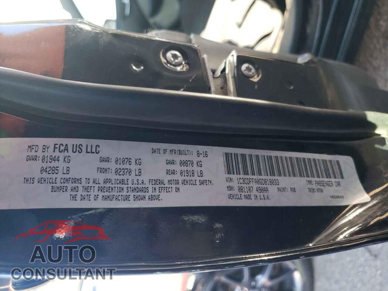 DODGE DART 2016 - 1C3CDFFA0GD818033