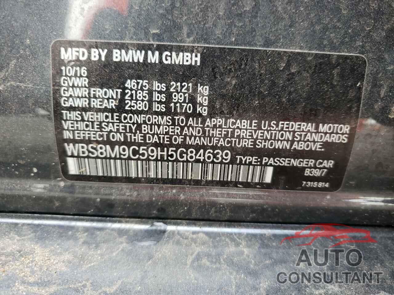 BMW M3 2017 - WBS8M9C59H5G84639