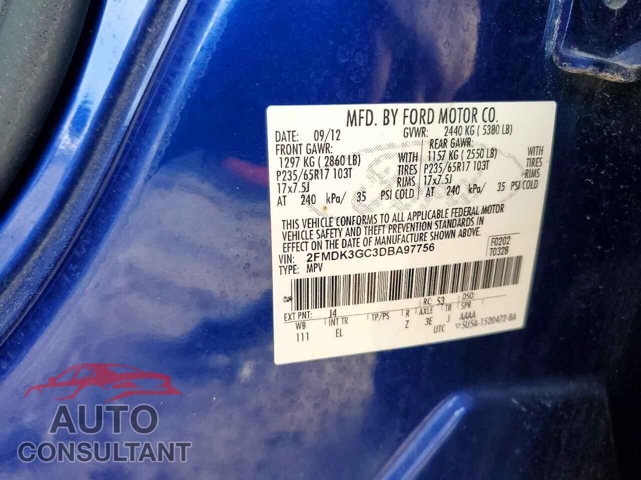 FORD EDGE 2013 - 2FMDK3GC3DBA97756