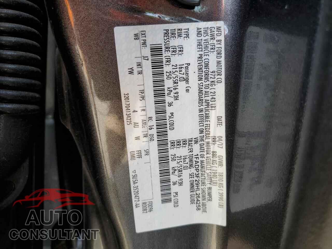 FORD FOCUS 2017 - 1FADP3F29HL264258