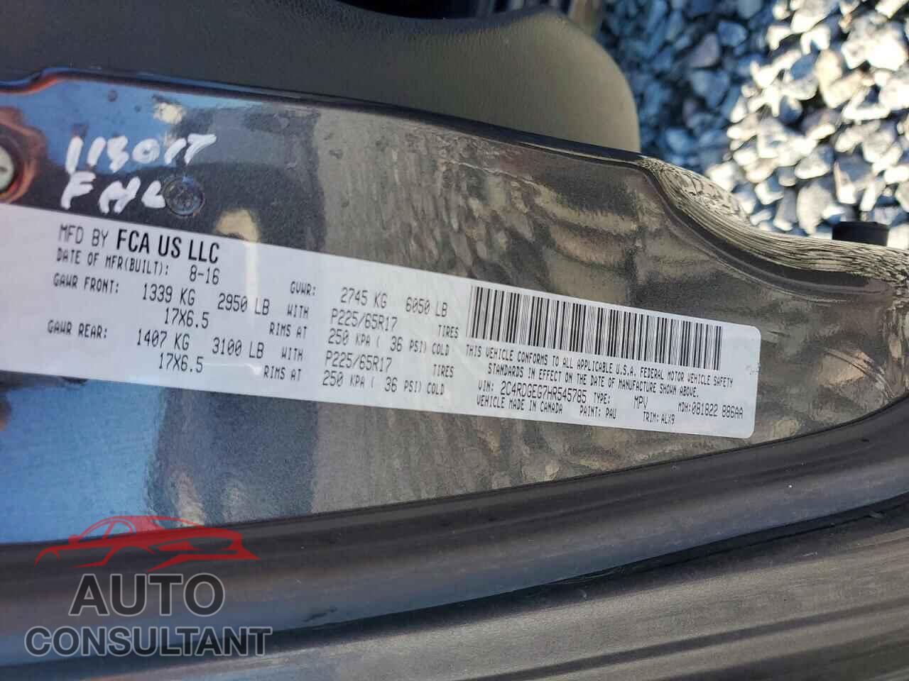 DODGE CARAVAN 2017 - 2C4RDGEG7HR545785
