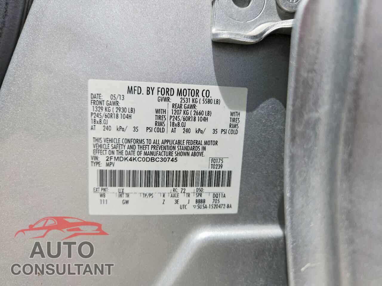 FORD EDGE 2013 - 2FMDK4KC0DBC30745