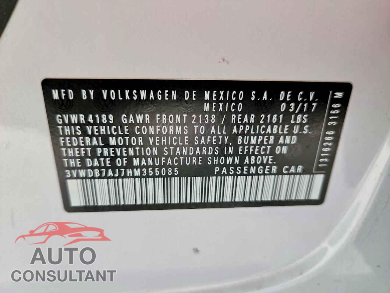 VOLKSWAGEN JETTA 2017 - 3VWDB7AJ7HM355085