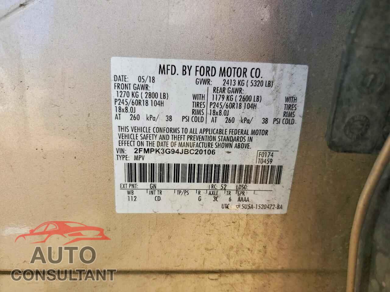 FORD EDGE 2018 - 2FMPK3G94JBC20106