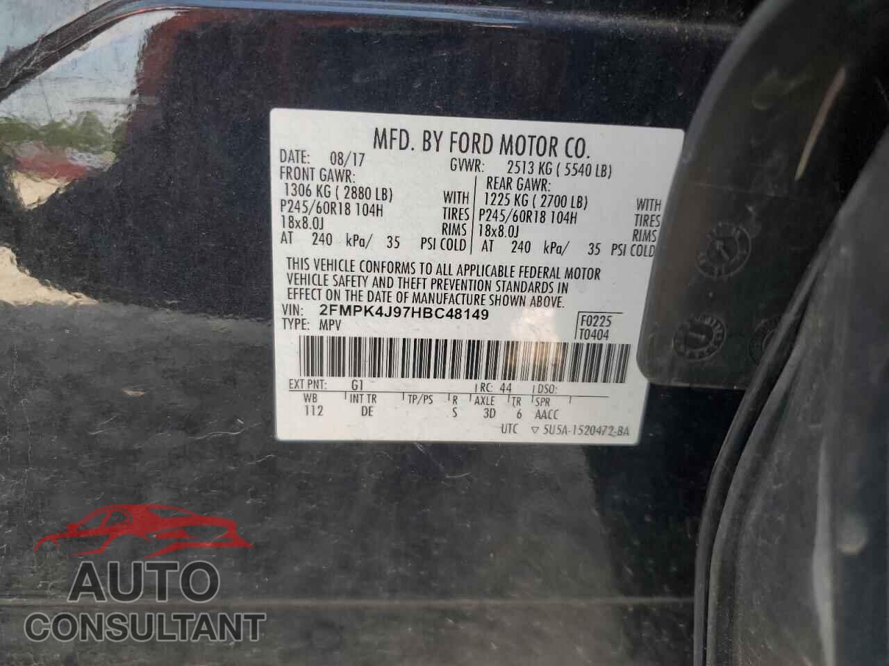 FORD EDGE 2017 - 2FMPK4J97HBC48149