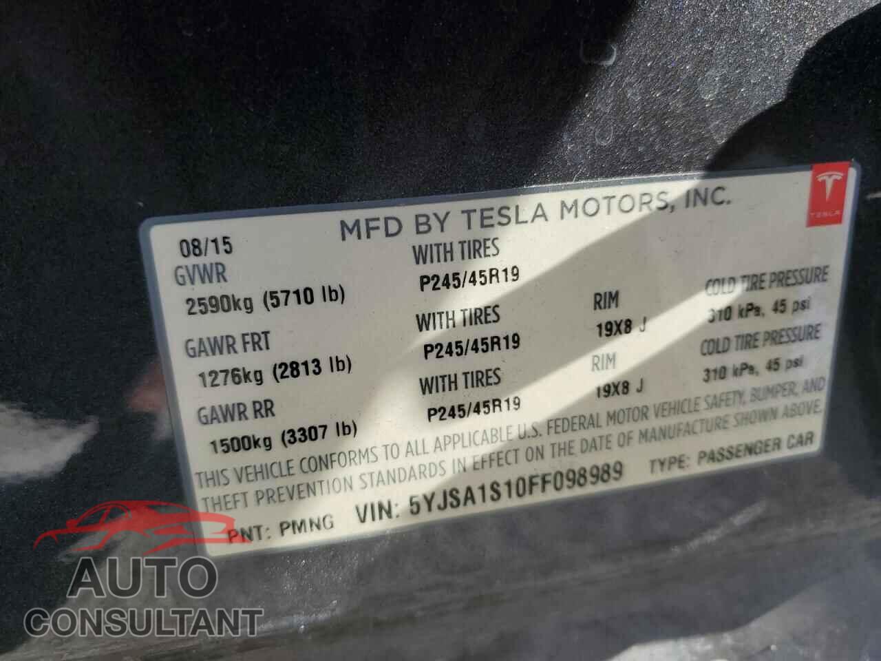 TESLA MODEL S 2015 - 5YJSA1S10FF098989