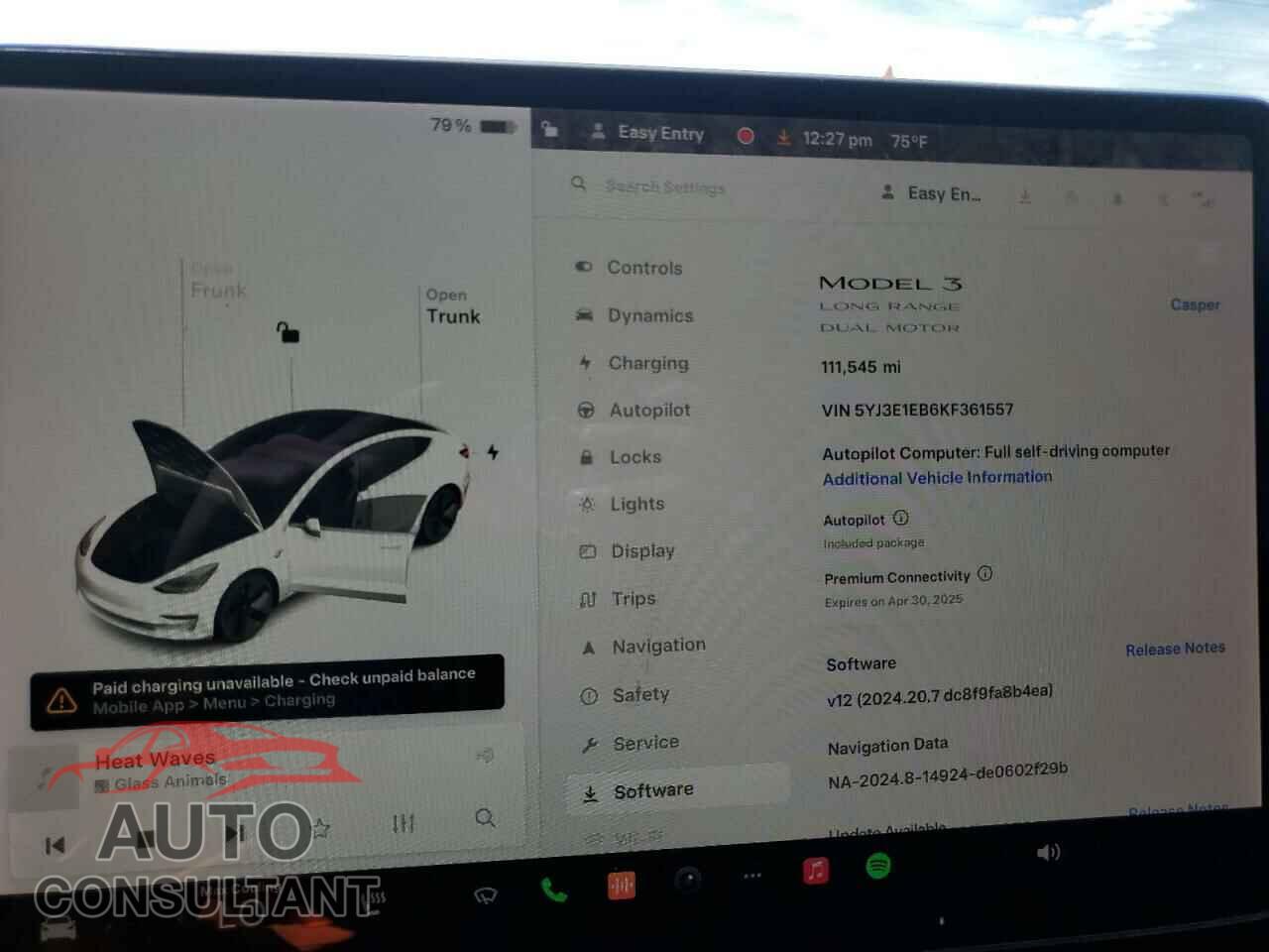 TESLA MODEL 3 2019 - 5YJ3E1EB6KF361557
