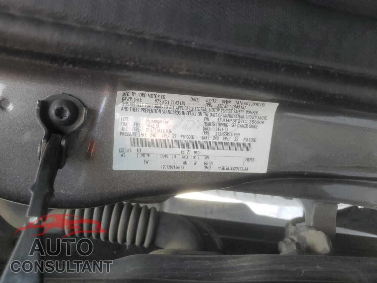 FORD FOCUS 2012 - 1FAHP3F27CL356009